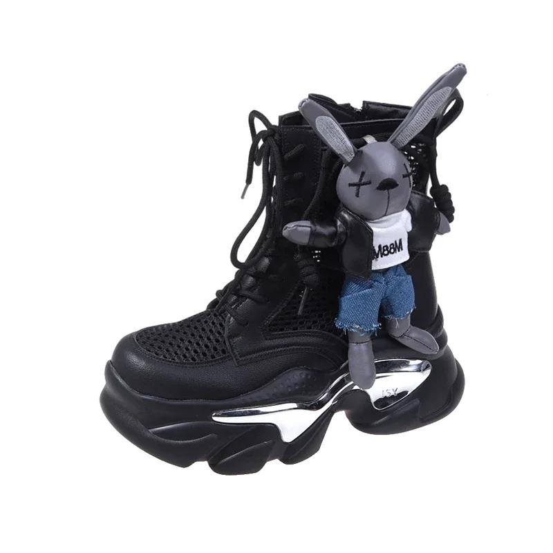 Fashion Women's Thick-soled Boots Wedge Heel Lace-up Decorative Women's Shoes Fashion Summer Women's Boots Vulcanized Shoes Modern Boots