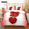 Пододеяльник с розовым рисунком Комплект постельного белья «Роза» для двоих на День святого Валентина Постельное белье на День матери с цветочной тематикой Двуспальная кровать с двумя кроватями King из полиэстера