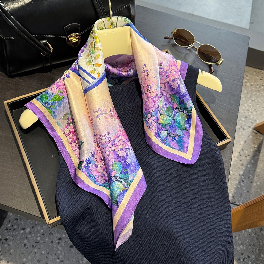 100% Шарф из чистого шелка Женский Шейный Волосы Фуляр Повязка на голову Шарфы Бандана Мода Хиджаб Принт Пончо Шарфы Пашмина