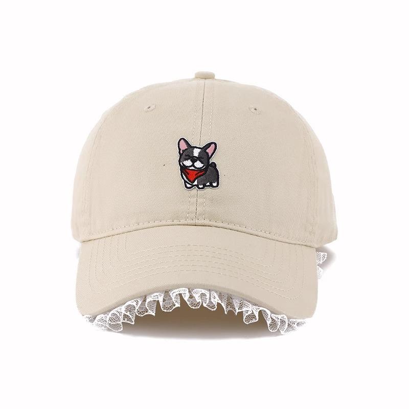Dopamine Cartoon Small Animal Lace Cowboy Baseball Cap Female Cap Showing Face Small Versatile Hat