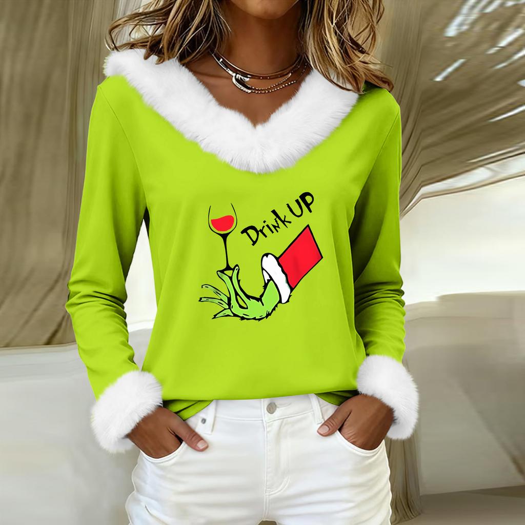 Long Sleeve Shirts For Women Cute Tops Christmas Prints Tees Blouses Casual Plus Size Basic Tops Pullover