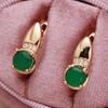 1 Pair Emerald Green Round Cut Zircon Earrings for Women Golden Color Clip Earring Inlay Crystal Ear Hoops Party Fashion Jewelry