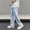 Men's Light Blue Elastic Waist Wide-Leg Jeans - Spring Casual High Street Style