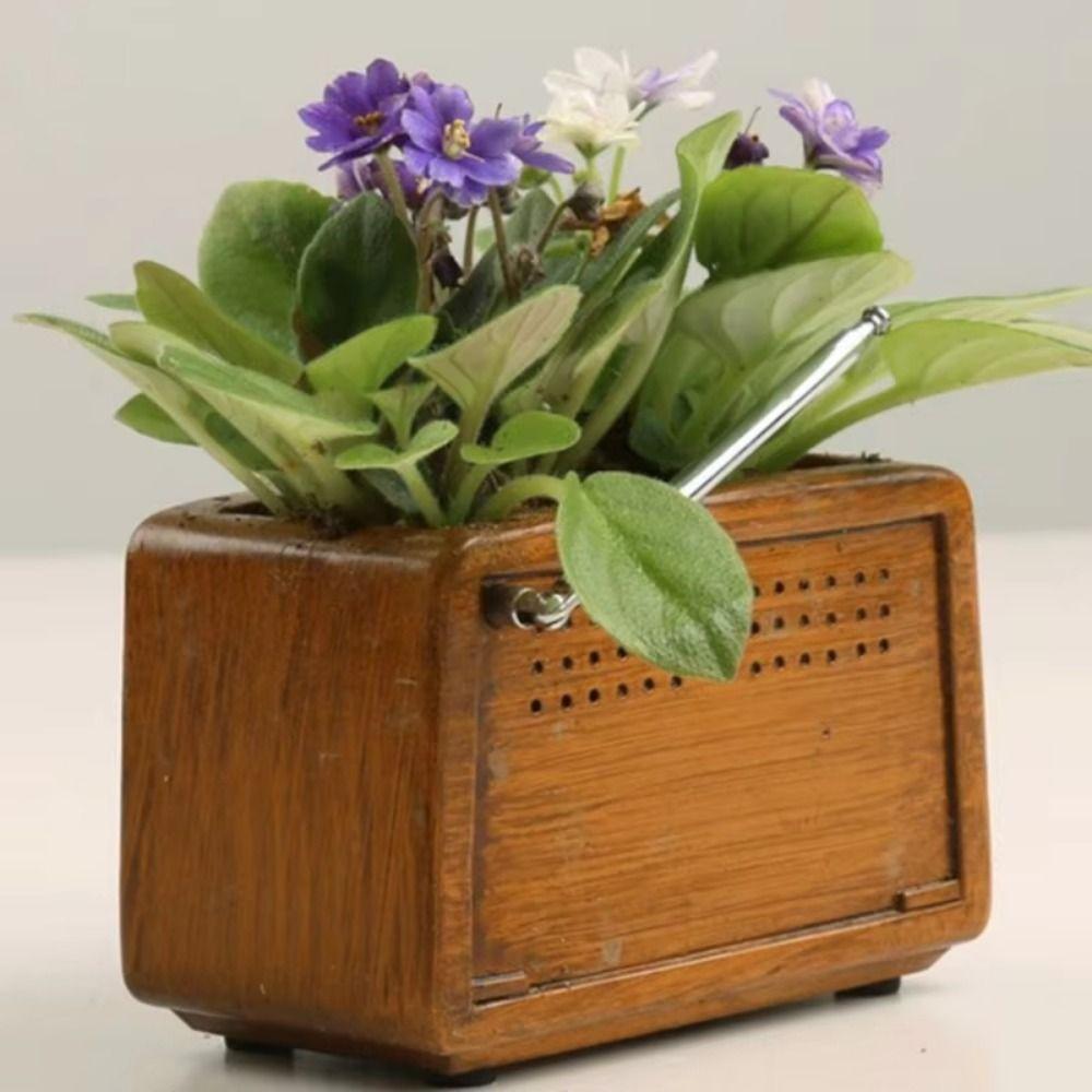 Retro Radio Shaped Flowerpot Creative Succulent Flower Pot Unique Radio TV Potted Plant Home Decor