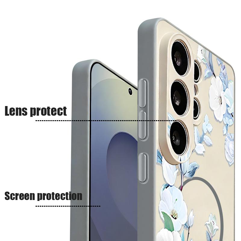 Чехол с цветочным узором «Лавандовый Пион Роза» для Samsung Galaxy S26 Ultra S25 Edge S24 Plus S23 FE S22 A17 A54 A55 A56 A57 5G Магнитный Для Magsafe Чехол