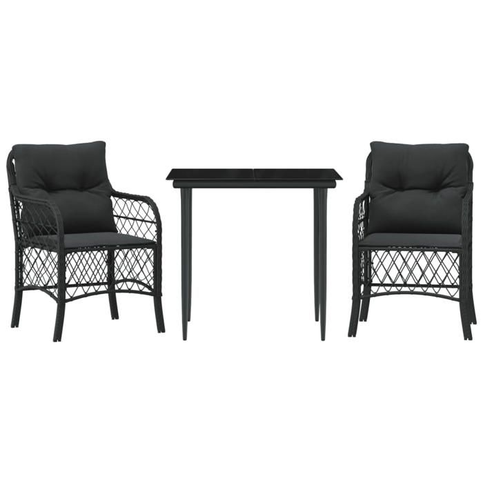 VidaXL Ensemble de Bistro avec Coussins 3 pcs, Table et Chaises de Jardin, Ensemble de Meubles d'Extérieur Balcon, Moderne, 3212096