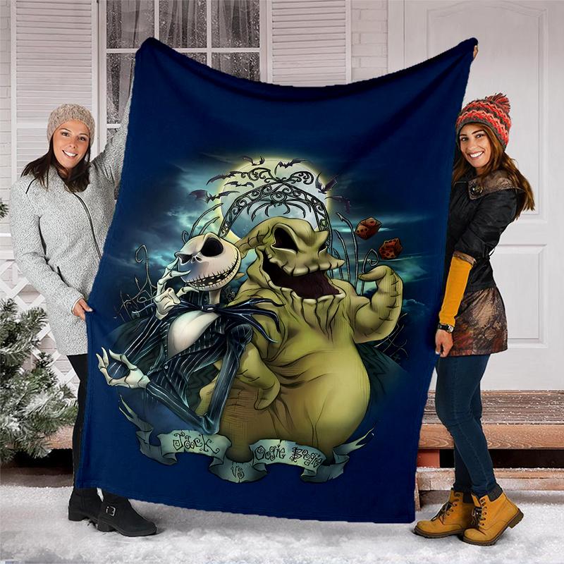 The Nightmare Before Christmas Theme Printed Blanket - Perfect for Couch, Bed, Travel & Outdoor Use | Machine Washable, Cozy & Durable.