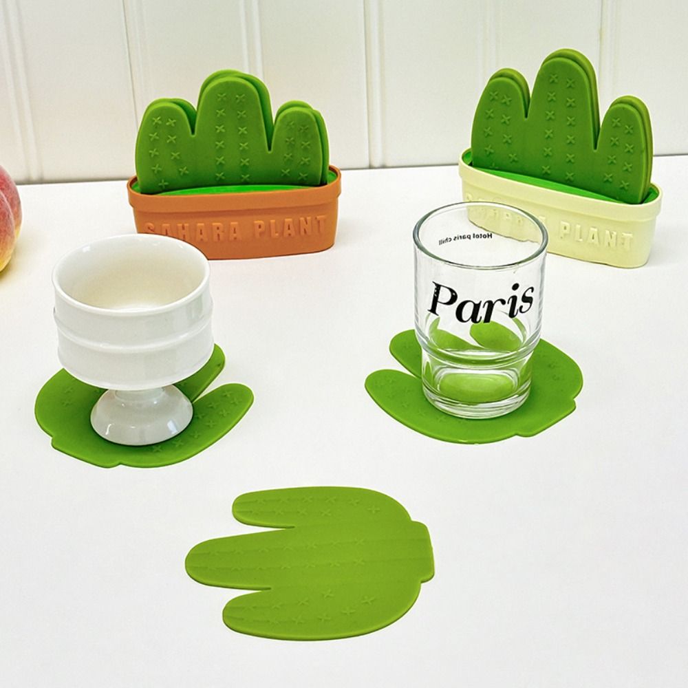 Creative Cactus Coasters Set Anti Scald Decorative Placemats Safe Cactus Cup Mat Tableware