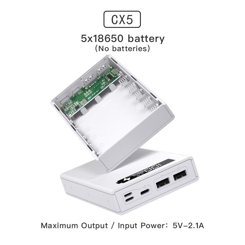 Чехол CX5 Power Bank Съемный DIY 5x18650 Чехол для зарядного устройства Быстрая зарядка Power Bank Box для смартфона Чехол для зарядного устройства «сделай сам»