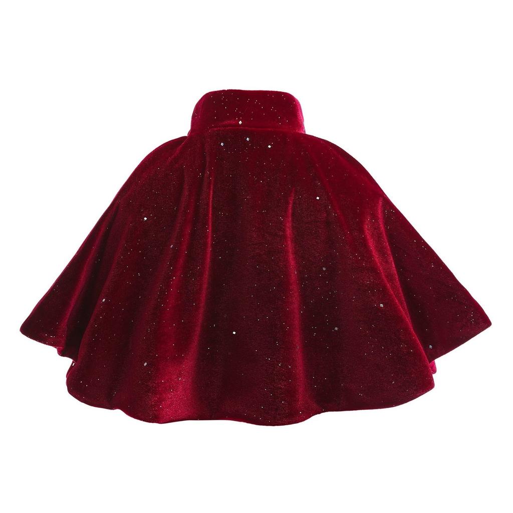 Girls Cape Cloak With Velvet Dress Formal Banquet Outfit