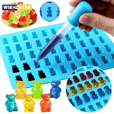 50 сеток DIY, форма для мармеладного мишки, силиконовая милая форма для желейного мишки, форма для мягких сладостей с капельницей, форма для конфет, шоколада, инструмент для украшения выпечки