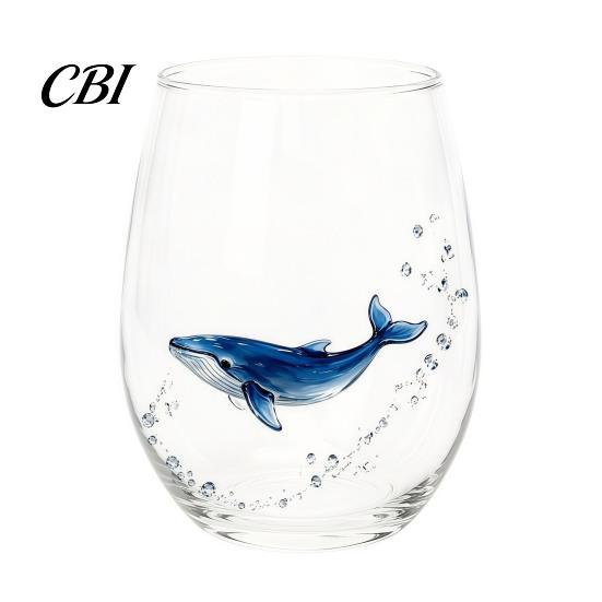 Elegant Celebration Glass Gift Marine Animal Theme Clear Tumbler, Handcrafted Painted Glassware, Handmade Borosilicate Glassware Creative Unique