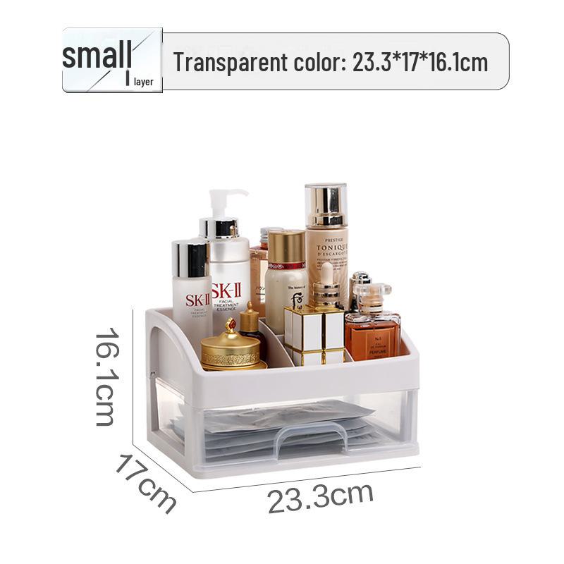 Multi-Layer Drawer-Style Cosmetic Desktop Storage Box: Transparent, Dustproof, Simple Storage Rack