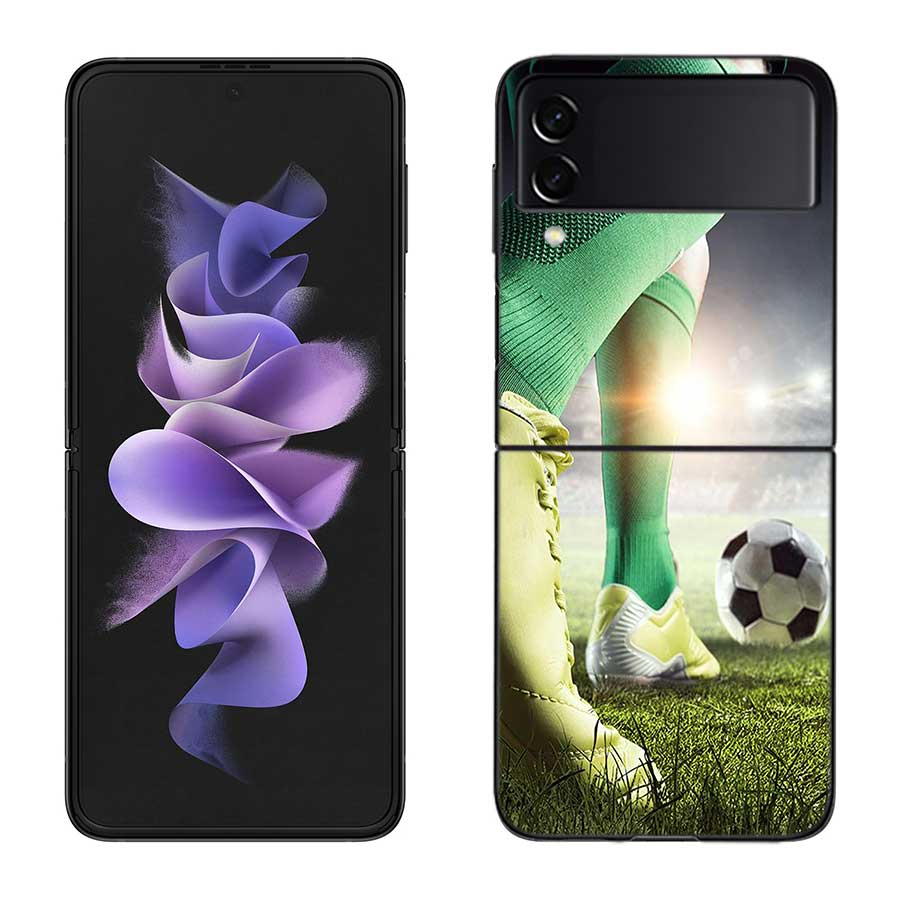 Football Field Phone Case For Samsung Z Flip 7 6 5G Galaxy Z Flip 5 4 3 Black Hard Cell Cover Luxury PC Shell Coque