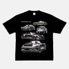 2024 RWB Car Black and White Short Sleeve JDM Car Culture T-shirt Hip Hop American Small Neckline Hiphop Top Vintage