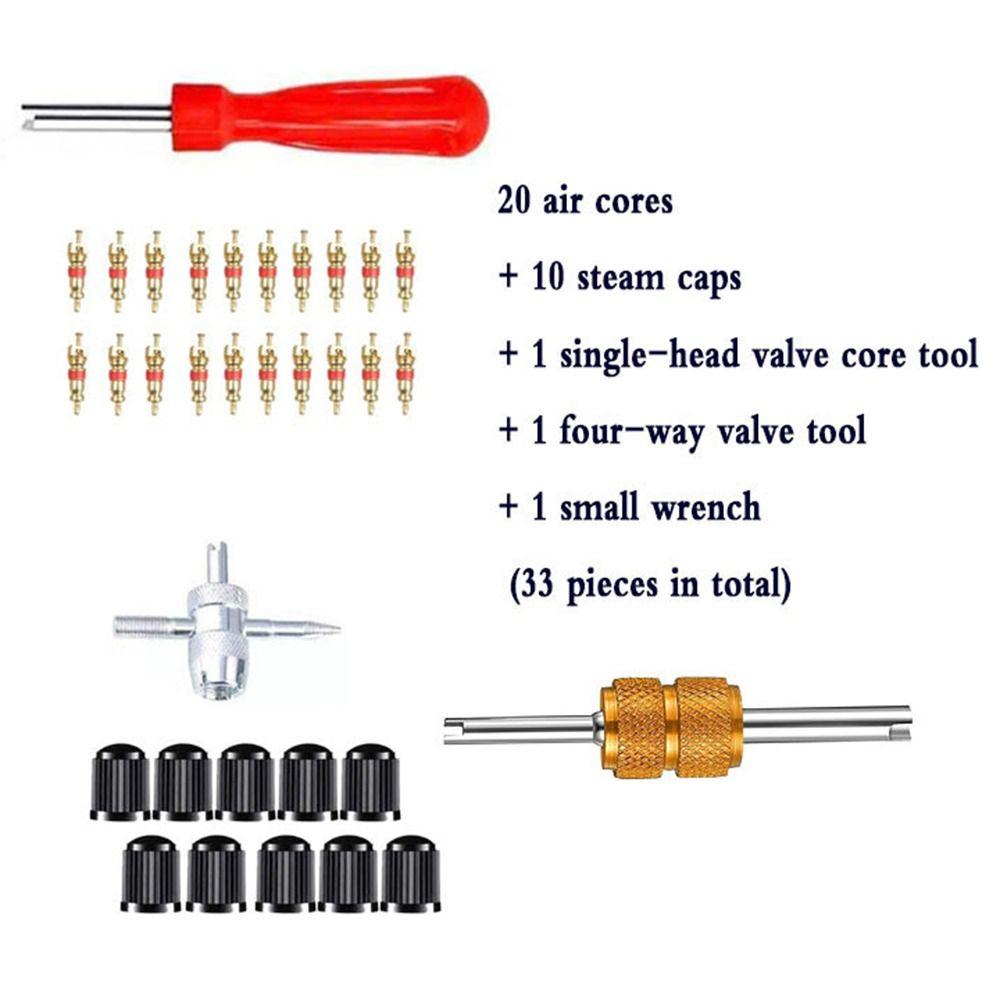 33Pcs Rust-proof Tire Valve Stem Installer Tool Set Multi Function Valve Removal Puller Tool Cars