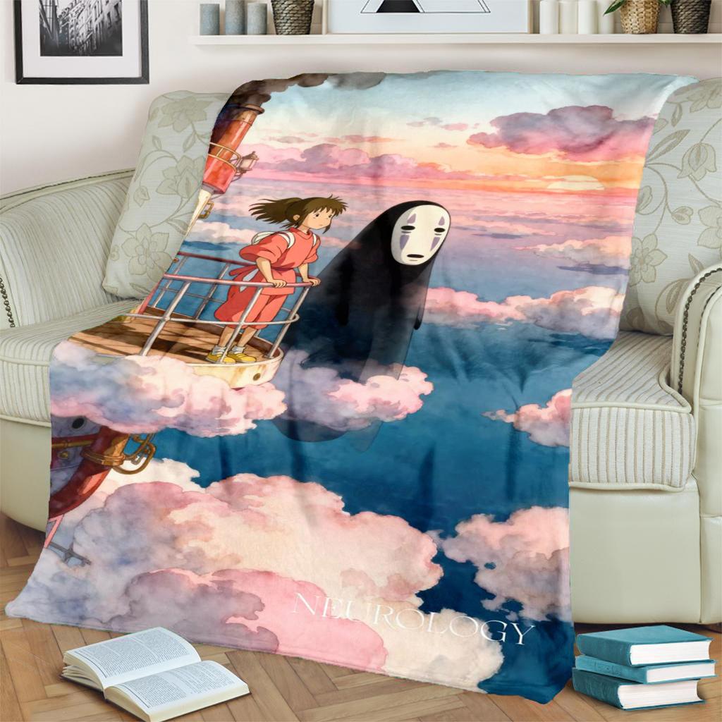 Spirited Away Print Flannel Blanket for Bedrooms, Sofas, Beds, Chairs, Picnics, Travel Warm Comfortable-kwq188