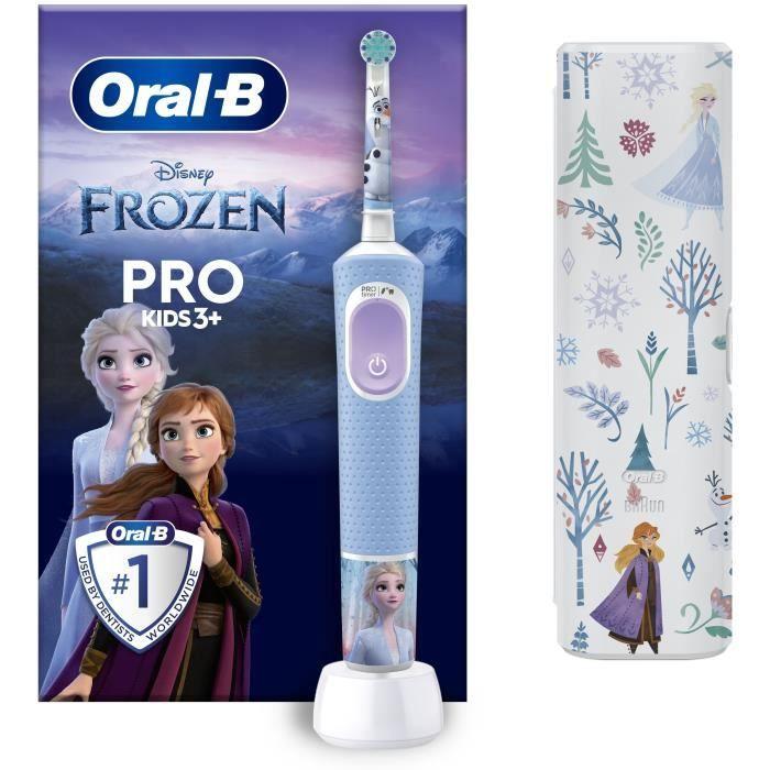Oral-B Pro Kids3+ Brosse a dents électrique enfant La Reine Des Neiges, Disney, 1 étui de voyage, 1 Brossette Brossage Doux