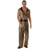 Retro 1920s Disco Outfit for Men M-3XL Metallic Shiny Plaid V Neck Lapel Sleeveless Wide Leg Jumpsuit for Club Rave Stage