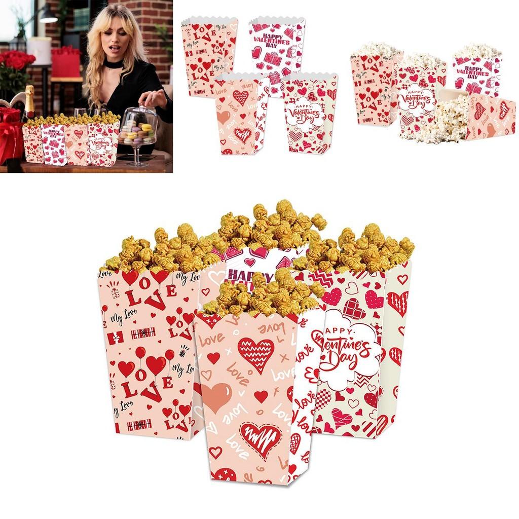 Люблю тебя День святого Валентина Бумажная коробка для попкорна в мультяшном стиле для украшения вечеринки и подарка