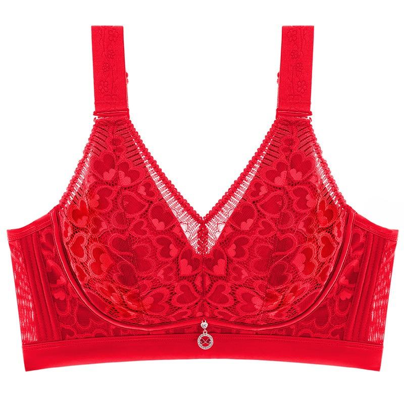 Plus Size Lace Bra No Wire Push Up Adjusting Underwear