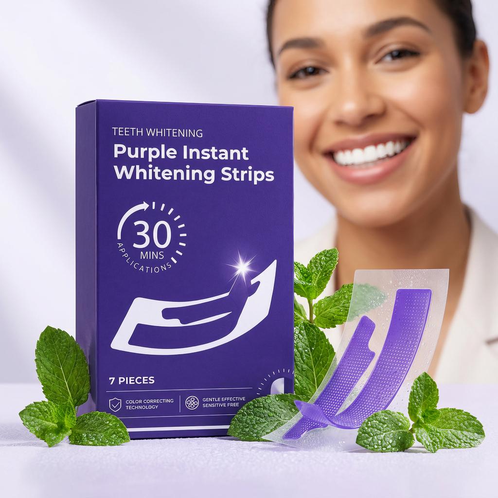 Teeth Whitening Strips, Purple Instant, 7 Pieces, Gentle & Sensitive Free