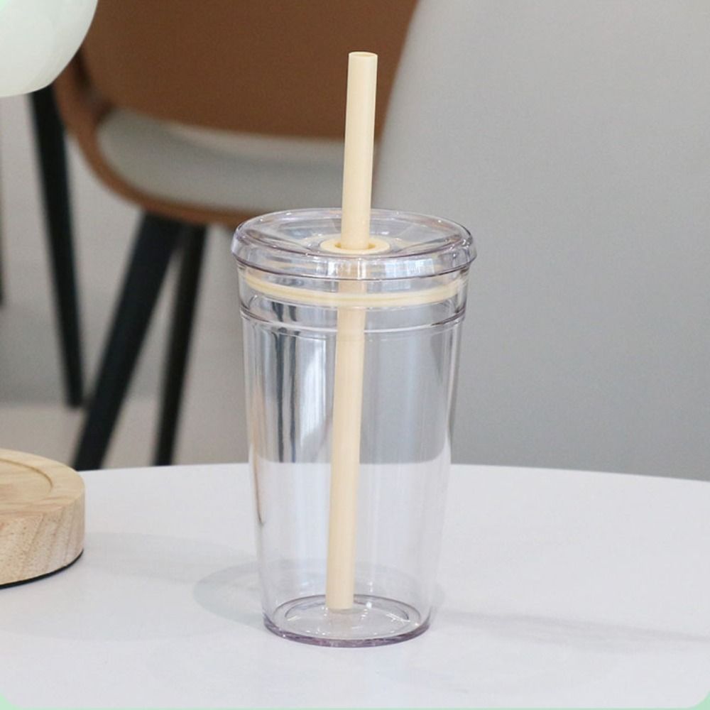 450ml Straw Cup Transparent Car Tumbler Drinkware Coffee Cup  Office