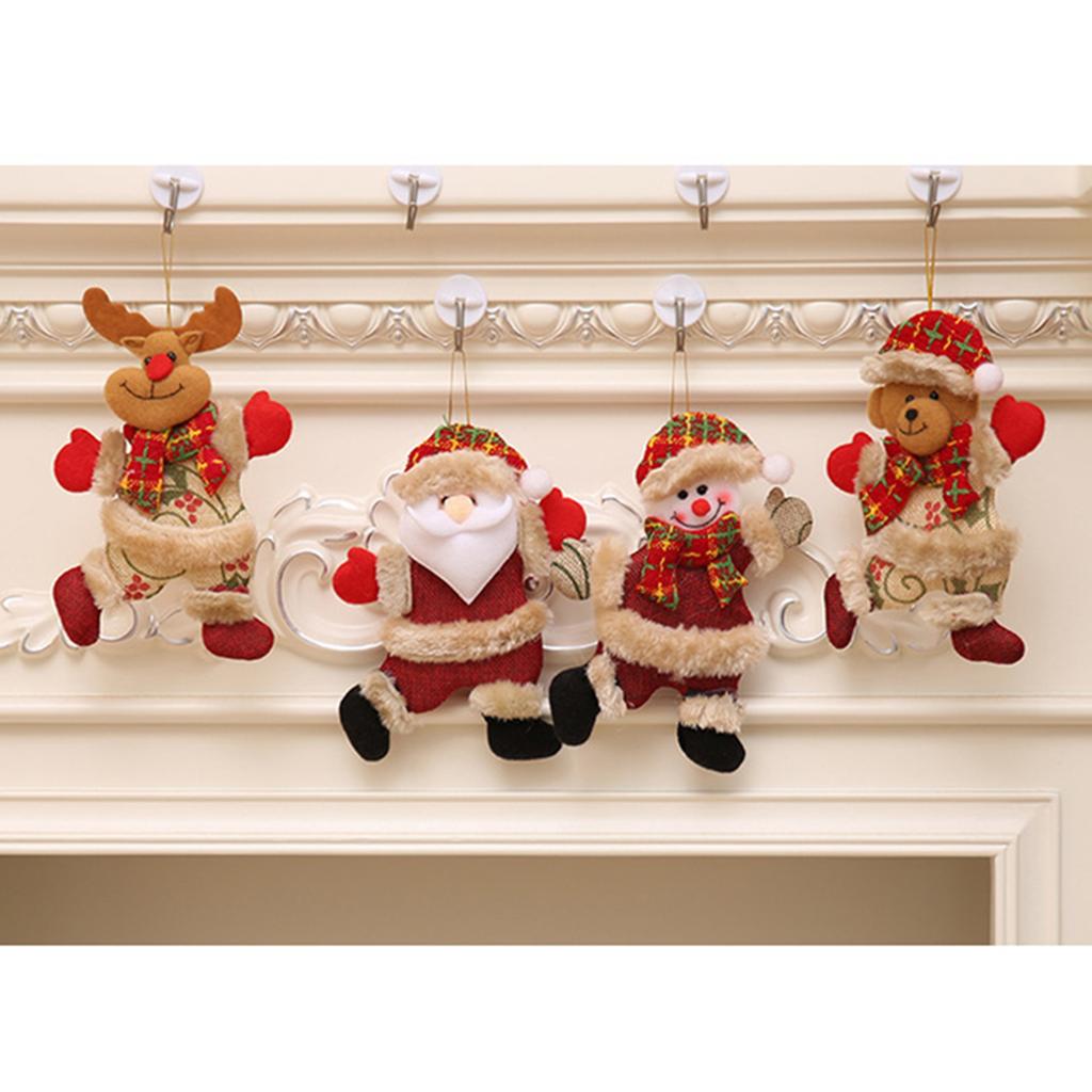 Christmas Plush Bear Doll DIY Ornaments Snowman Old Man Elk Santa Hat Star Xmas Tree Hanging Toys Christmas Tree Decoration