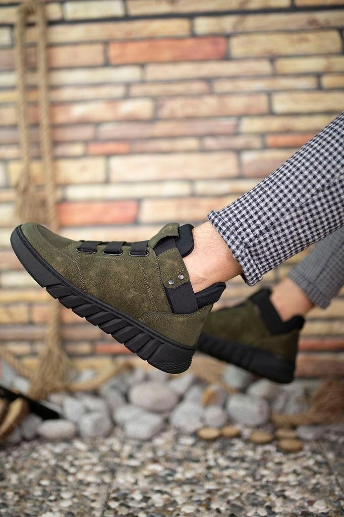 Men's Fashion Faux Leather Flat Heeled Booties Bootie Brown Black Unisex Sneaker Boots Shoes