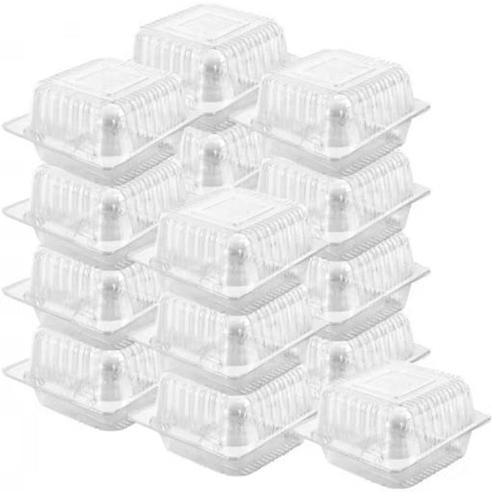 100Pcs Square Disposable Plastic Boxes Plastic Cake Slice Boxes Party Supplies
