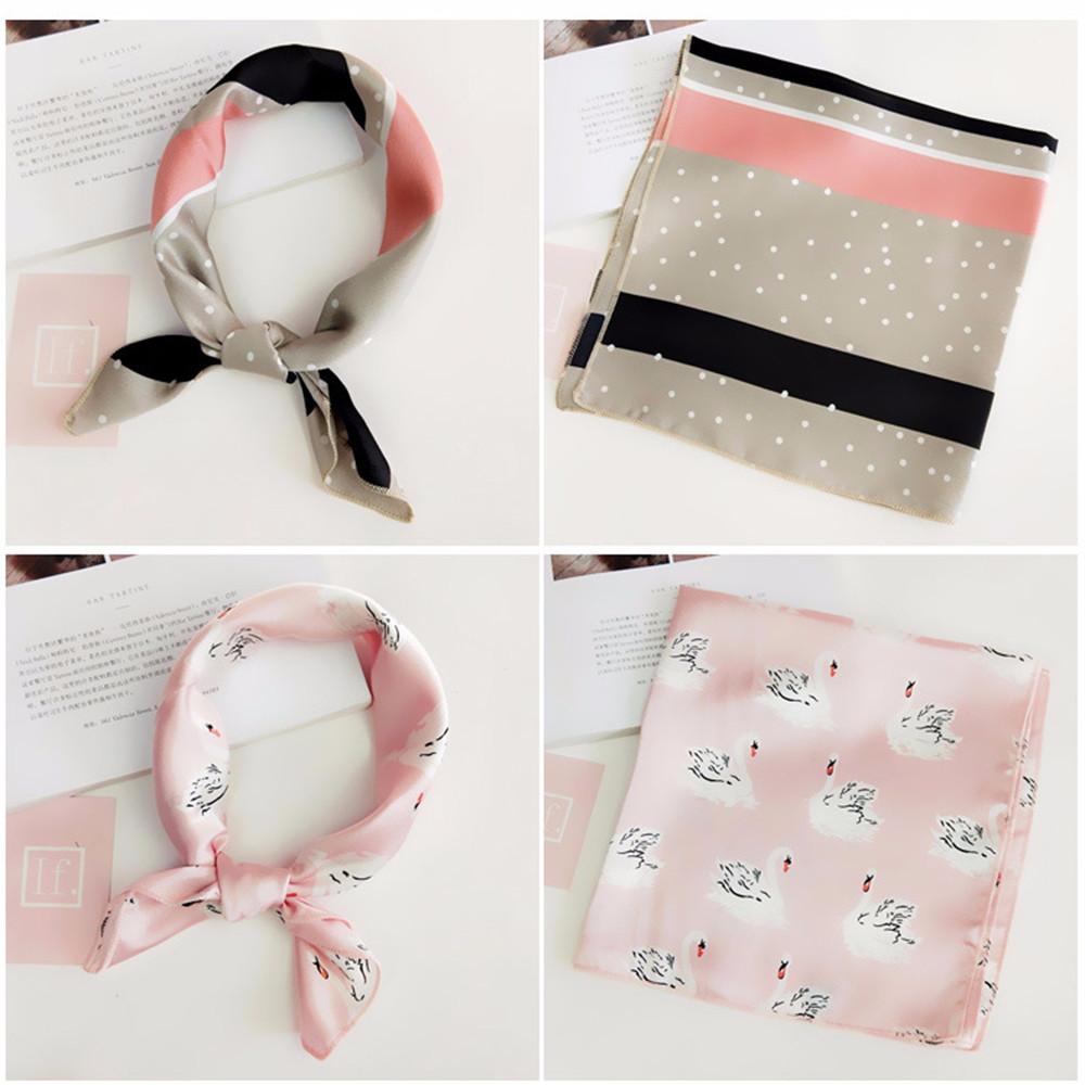 Fashion Small Vintage Elegant Square Scarf Silk Feel Satin Head Neck Hair Tie Band