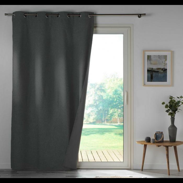 RIDEAU A OEILLETS 140 x 260 CM 100% OCCULTANT/MICROFIBRE UNIE OBSCURE ANTHRACITE