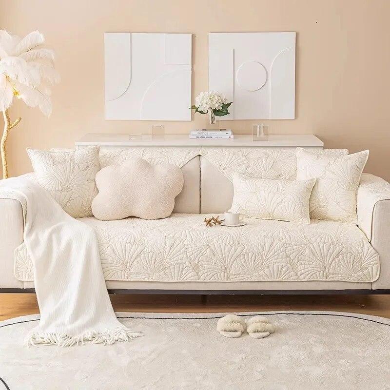 Хлопковая Нескользящая диванная подушка для четырех сезонов из чистого хлопка, бежевая летняя скандинавская подушка, универсальная ткань для полотенец для дивана
