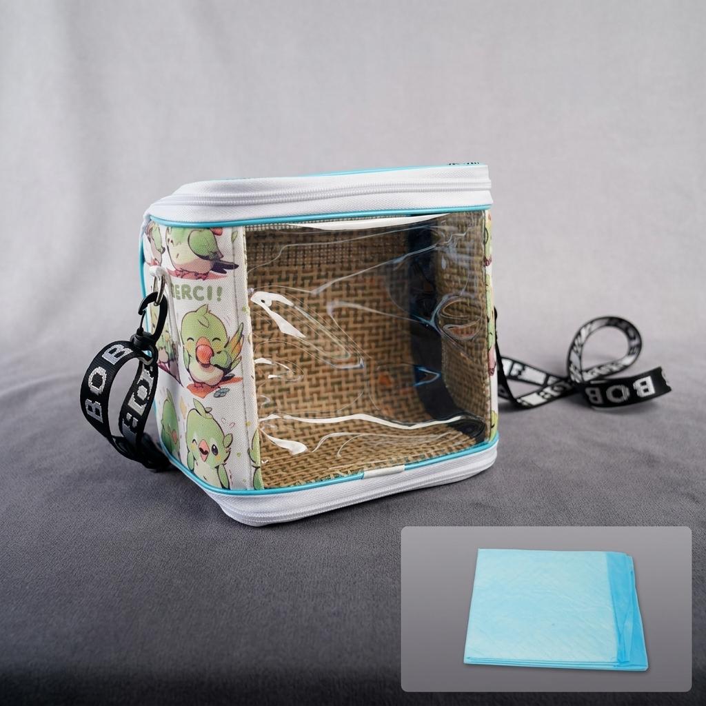 Portable Bird Cage Transparent Sling Bag for Parakeets Cockatiels and Medium Sized Birds with Ventilation Design