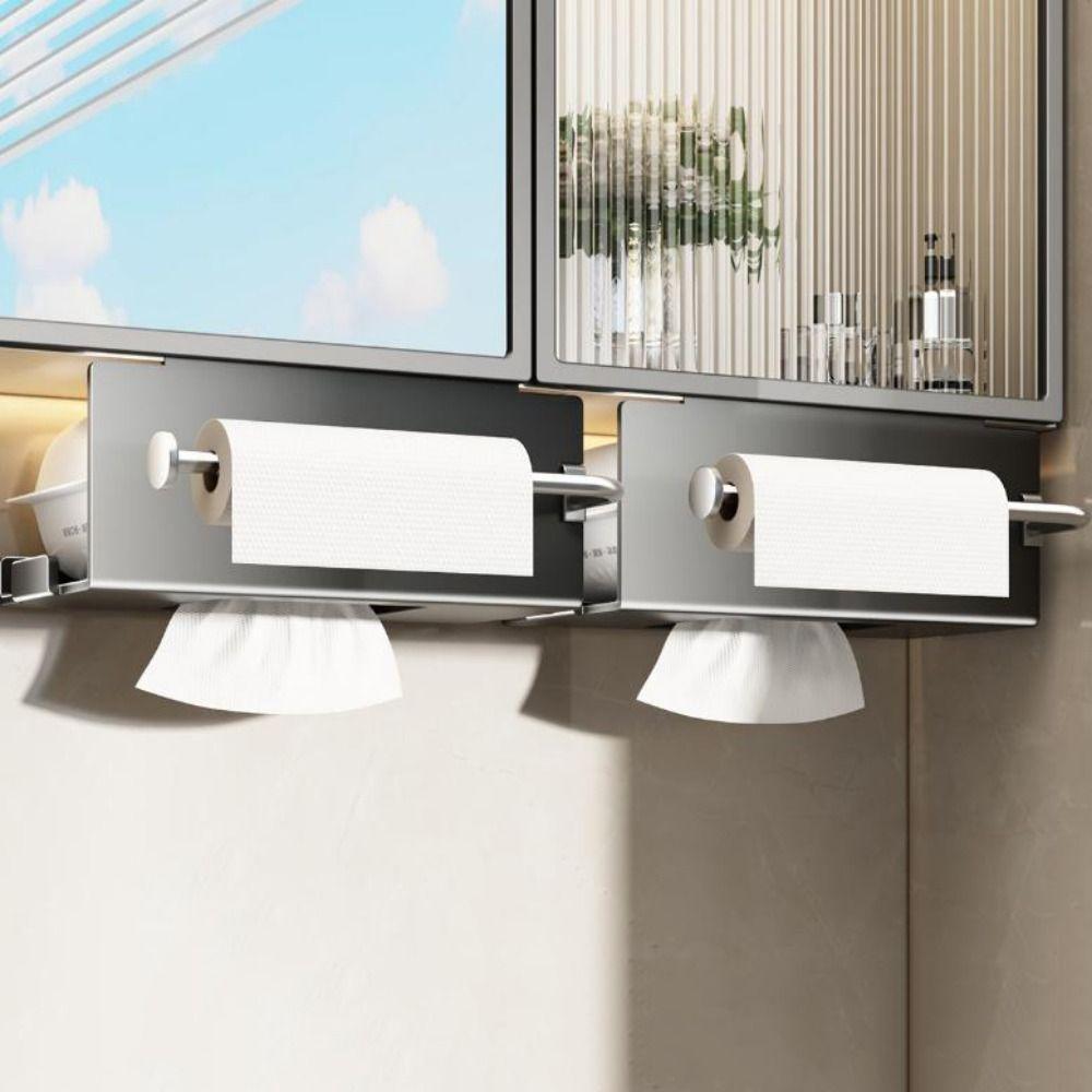 Carbon Steel Under Cabinet Paper Towel Holder Wall Mounted Roll Paper Holder  Bathroom