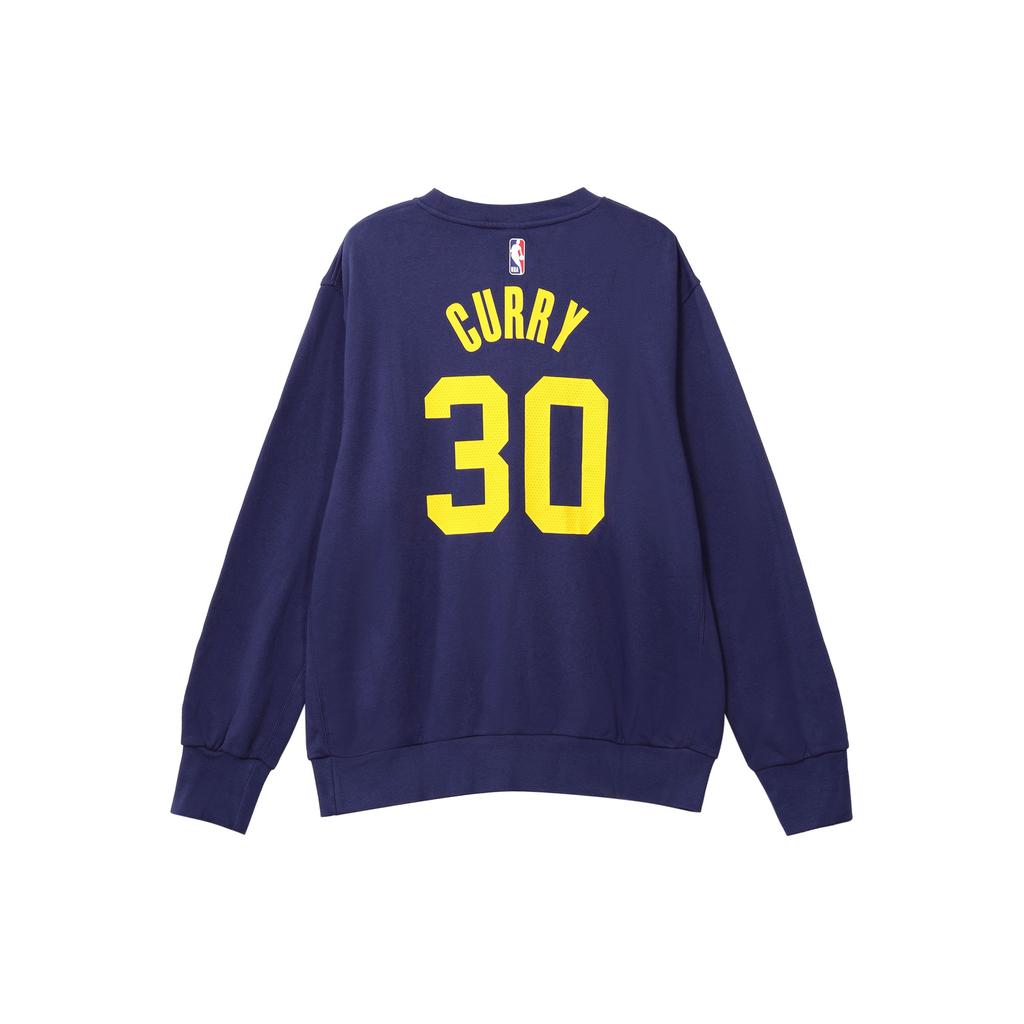 Jordan Флисовая толстовка свободного кроя NBA Golden State Warriors Stephen Curry, синяя/желтая мужская уличная одежда DN9821-421