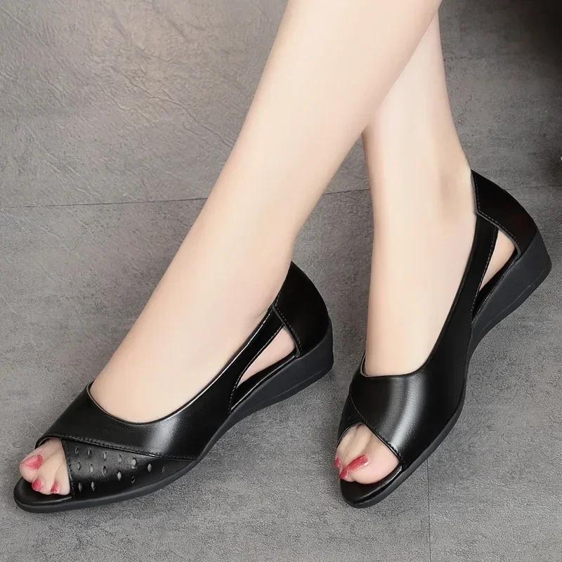 Модные женские босоножки на толстой танкетке с открытым носком 2024 года, летняя новая спортивная повседневная обувь с открытым носком, женская обувь для прогулок, вечерние женские сандалии Zapatos