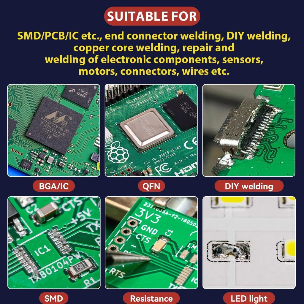 Высокотемпературная паяльная паста 217°C (Sn99%Ag0.3%Cu0.7%), паяльная паста для электроники, используется для ремонта ИС/печатных плат/BGA/SMD с температурой плавления 217°C, не требует отмывки