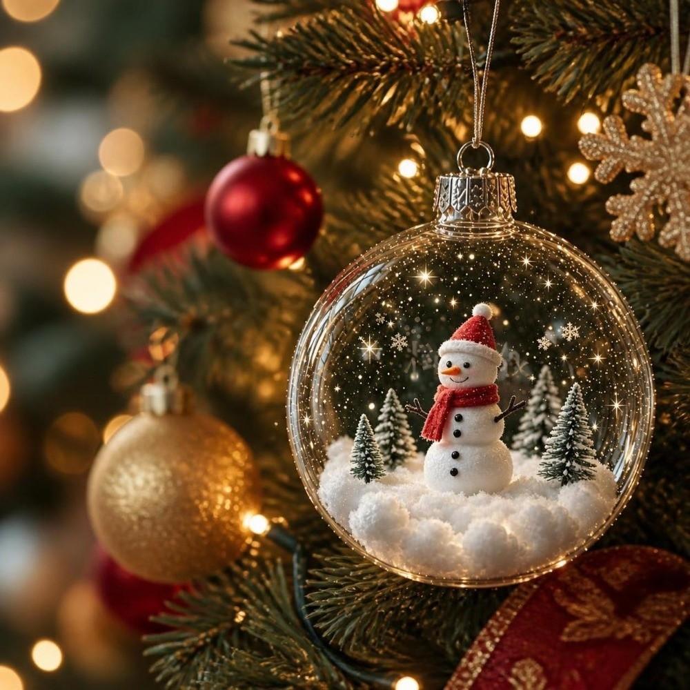 LED Lights Christmas Tree Decor Snowman Christmas Baubles Pendant Christmas Hanging Ball Xmas Gift