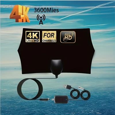 6-гранная ТВ-антенна 4K 1080P HD - Мощный усилитель сигнала, сверхчеткая, для умных и старых телевизоров, большой радиус действия