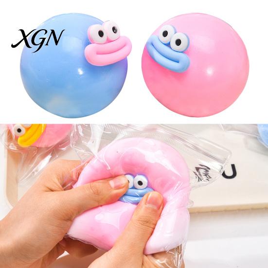 Portable Stress Reliever Cartoon Sausage Mouth Ball Toy Relief Big Eyes Squeeze Anxiety Fidget Slow Rising Home Office Worker Desk TPR