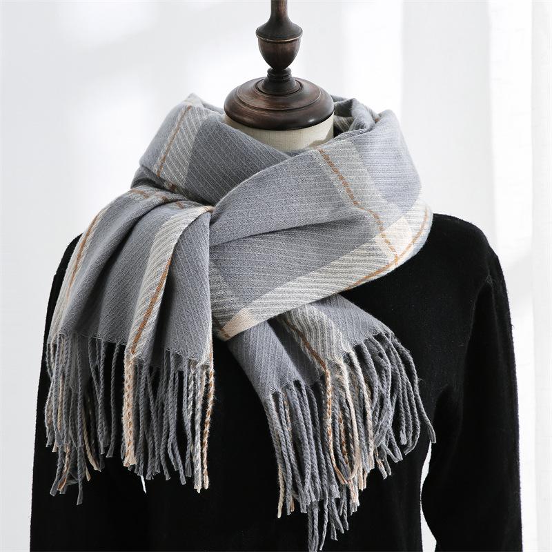 Scarf Woman Winter Sweet Warm Scarf Shawl 2025 Imitation Cashmere Scarf Plaid Scarf Shawl