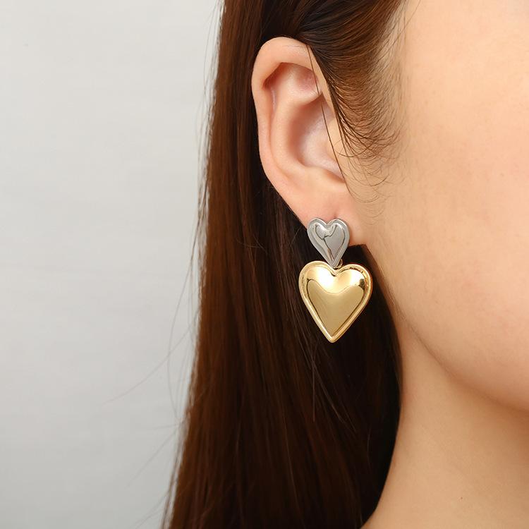 Серьги-подвески No Fading Love, женские, High Sense, нишевые, золотые и серебряные, ламинированные, титановые, стальные, двойные серьги-гвоздики