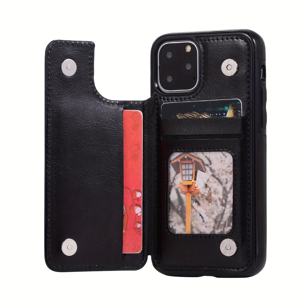 Чехол для телефона-кошелька с держателем для карт, чехол с подставкой для карт из искусственной кожи, двойной магнитной застежкой и прочным противоударным чехлом, для IPhone