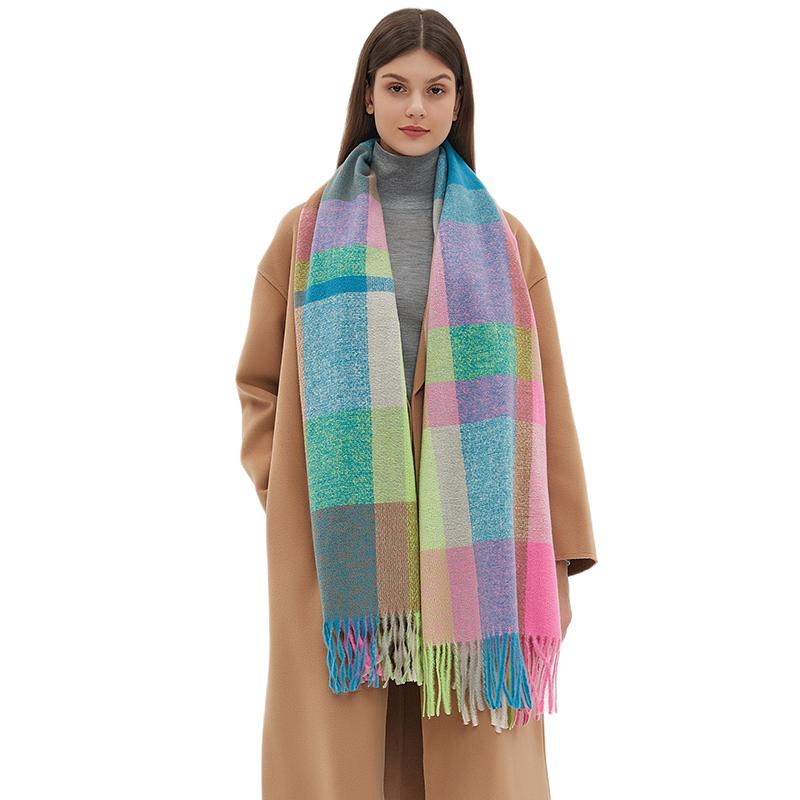 Fashion Warm Knit Cashmere Winter Women Scarf Plaid Print Shawl Wraps Female Thick Pashmina Blanket Bufanda Travel Echarpe