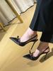 Pointed High Heels Women's Stiletto Temperament Socialite Single Shoes Spring New Fairy Style Bow Bag Head Sandals