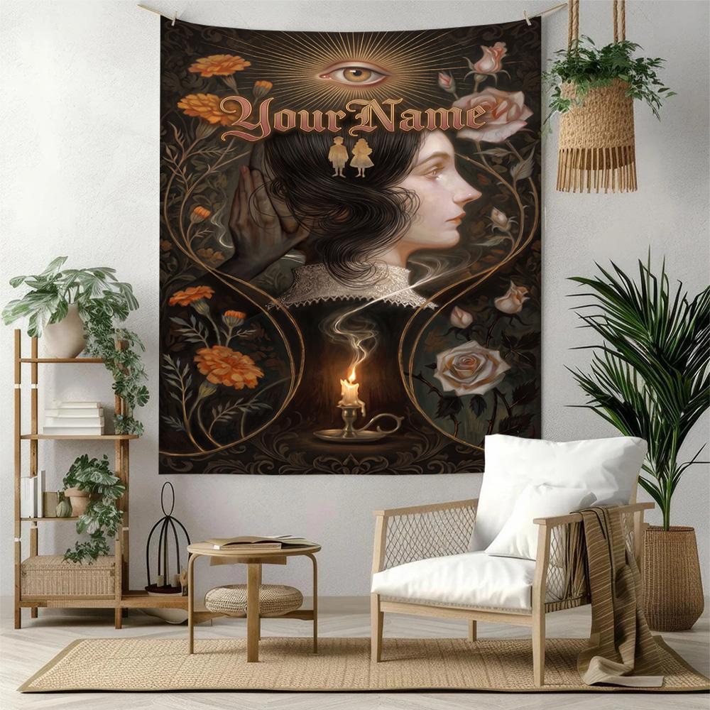 Gothic Illustrations Custom Your Name Wall Decor Tapestry Art For Pet Memorial Birthdaywedding Party Backdrop Family Gift