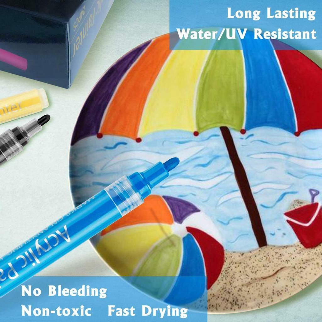 New 18 Colors Acrylic Marker Pens Set Permanent Paint Waterproof For Wood Stones