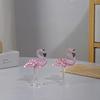 Cute Simulated Pink Flamingo Cartoon Animal Sculpture Elegant Glass Flamingo Figurines  Home