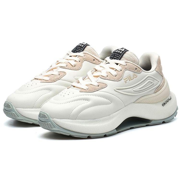 Fila Fusso Icona Тканевый Верхний Слой Кожа Коровы Двойная Замша Мода Спорт Низкие Кроссовки для Повседневной Носки Женские Кроссовки Кокосово-Белый F12W213113FCF